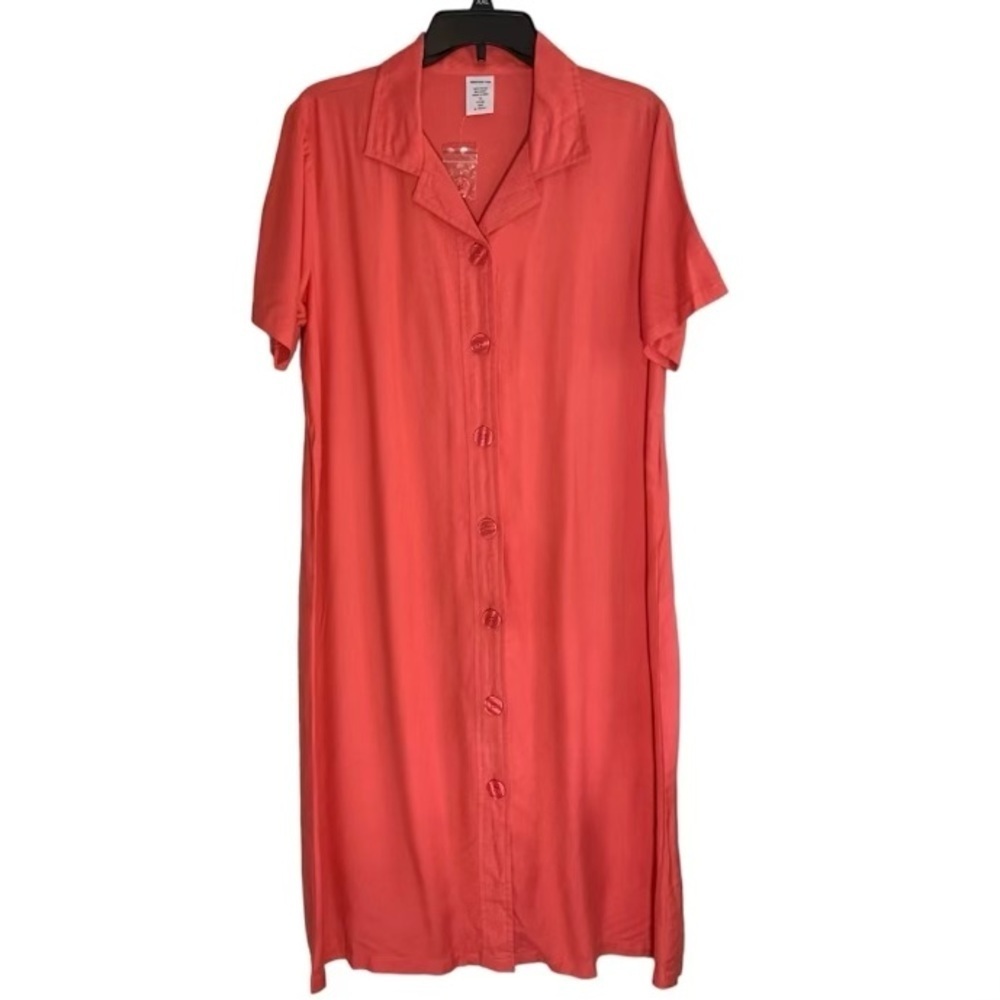 Vintage Bedford Fair Collared Button Front Midi Dress 100% Rayon, [Size 14] NWOT